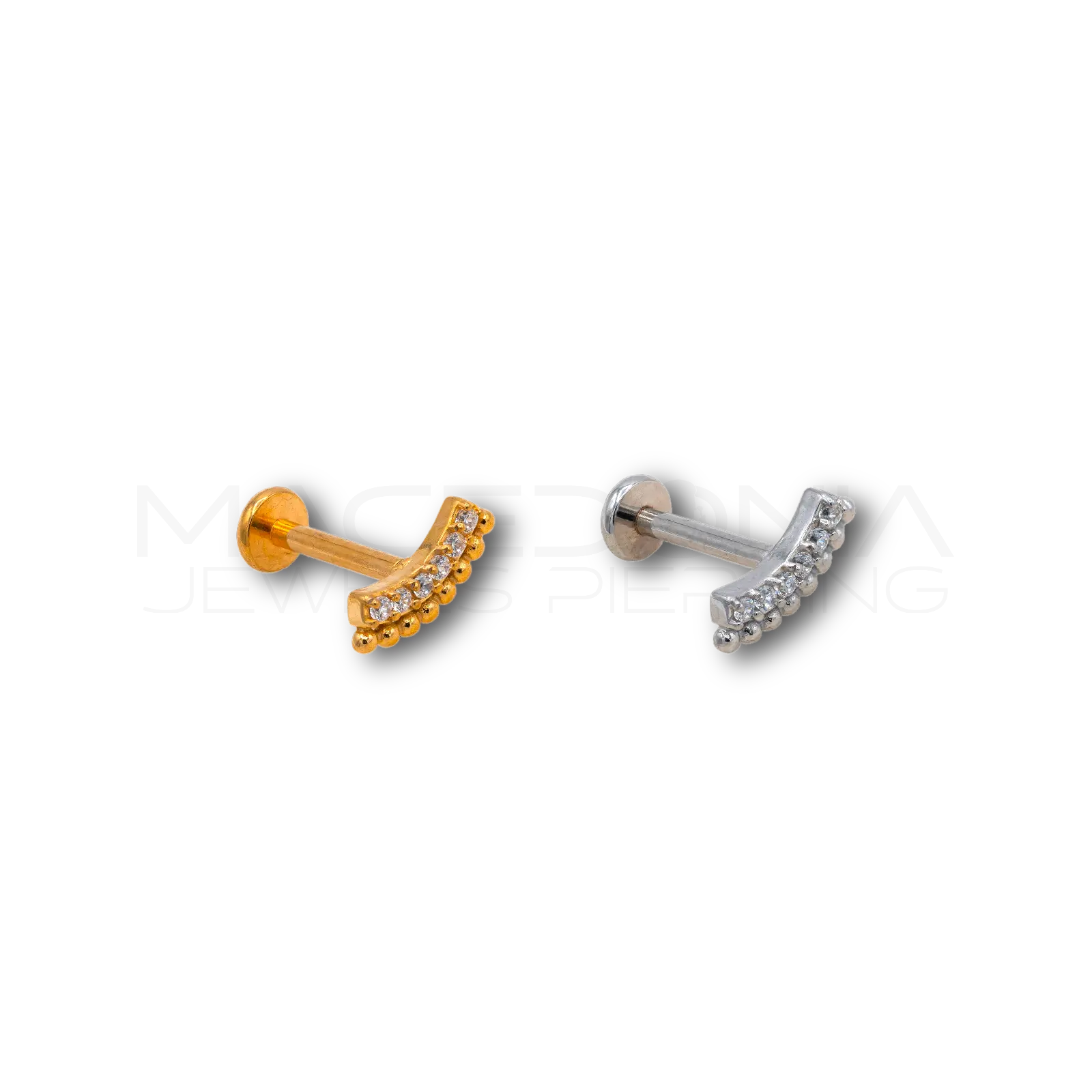 Piercing Barra a Corona con Zirconi in Acciaio Chirurgico 316L
