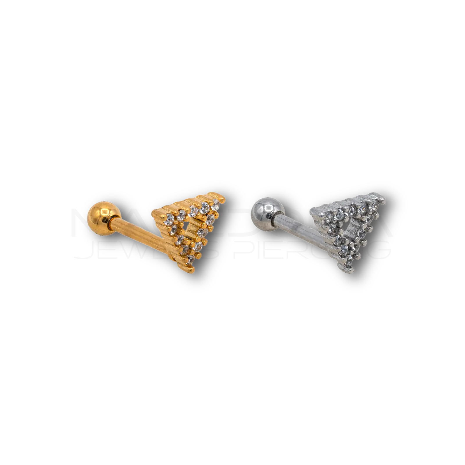 BARRETTA TRIANGOLO CON ZIRCONI INCASTONATI Macedonia Piercing