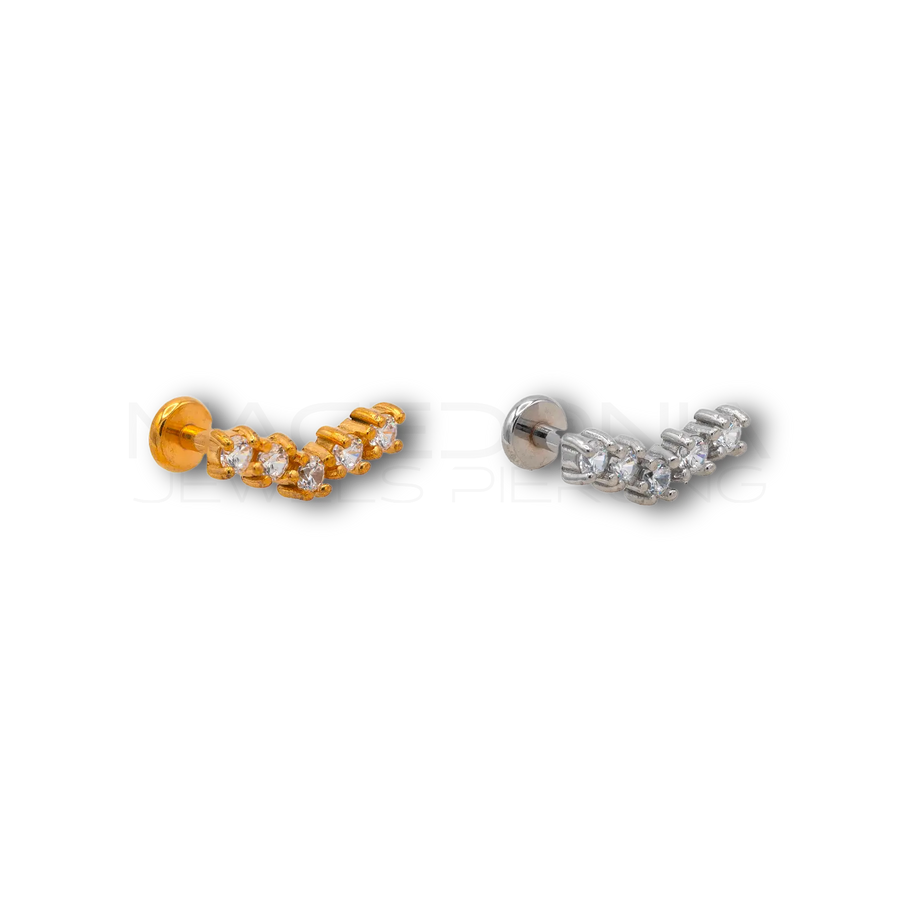 Piercing in acciaio chirurgico 316L a forma di corona con zirconi incastonati