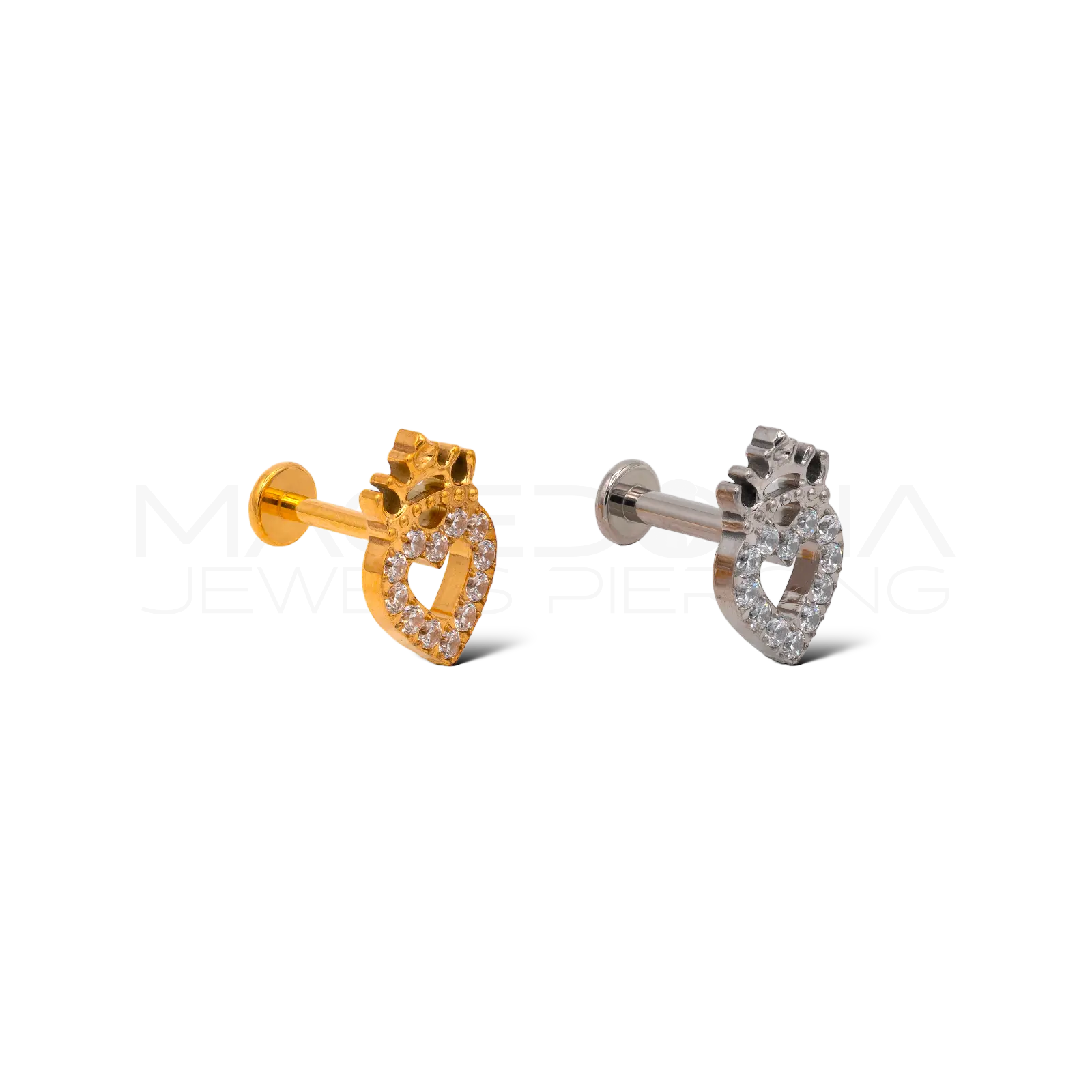 LABRET CON CUORE E CORONA CON ZIRCONI IN TITANIO