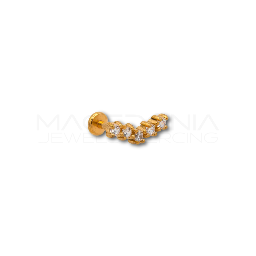 Piercing in acciaio chirurgico 316L a forma di corona con zirconi incastonati