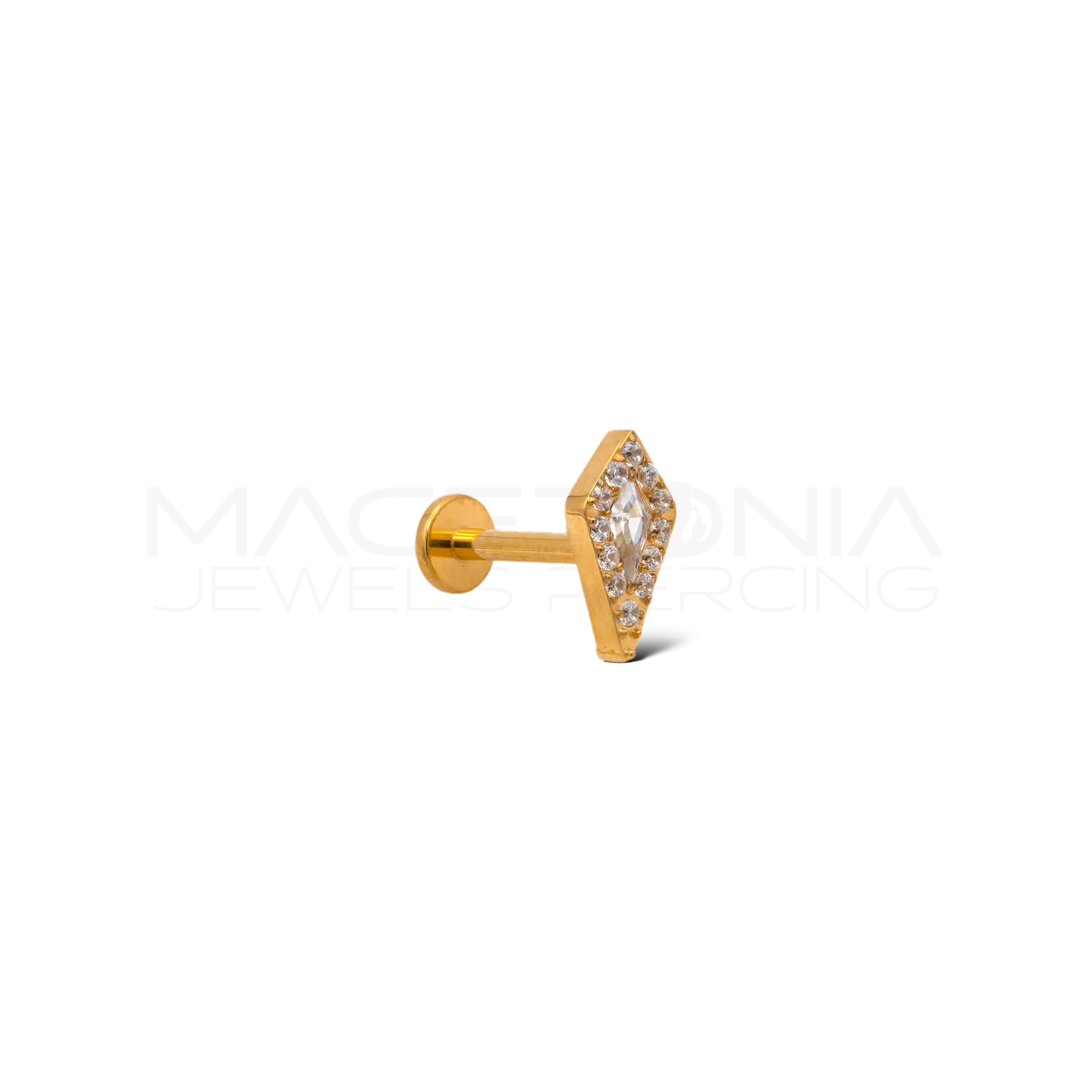 LABRET A FORMA DI ROMBO CON ZIRCONI IN TITANIO