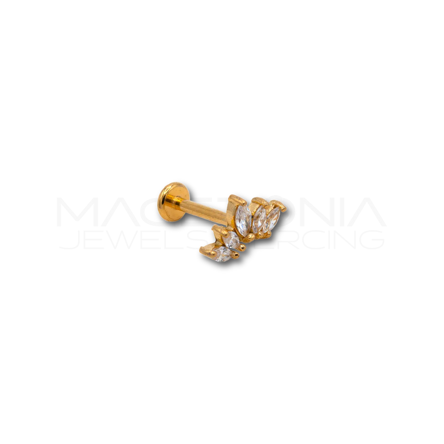 Piercing Helix a Corona Floreale in Acciaio Chirurgico con Zirconi