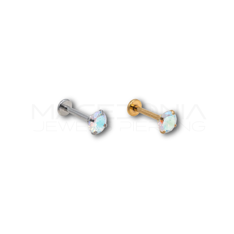 Labret con zircone 5mm in acciaio chirurgico 316L
