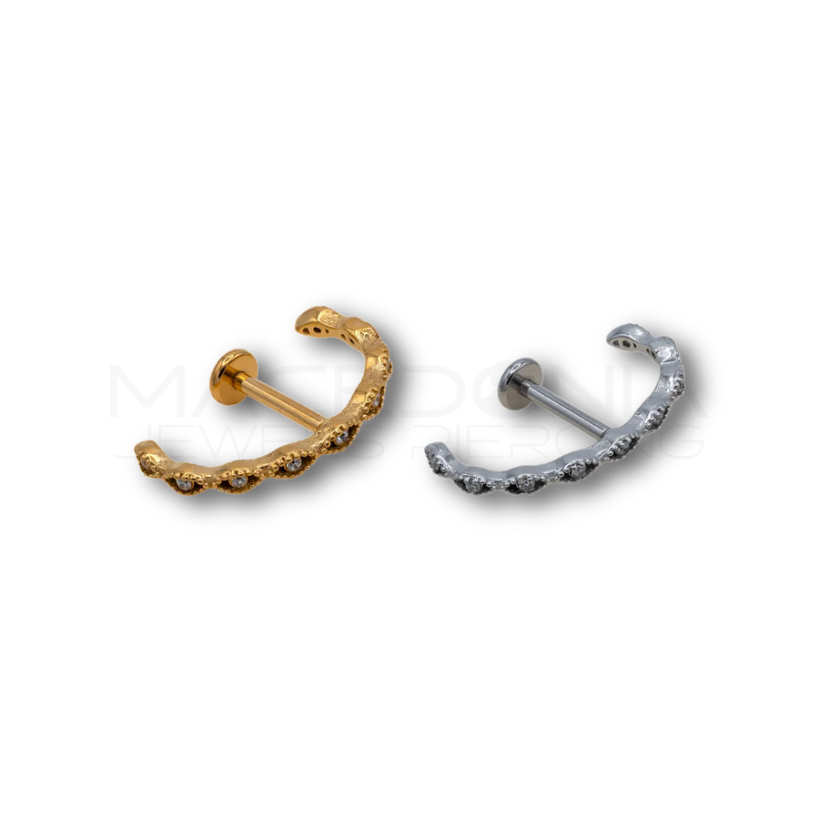 Piercing Occhio con Zirconi in Acciaio Chirurgico 316L
