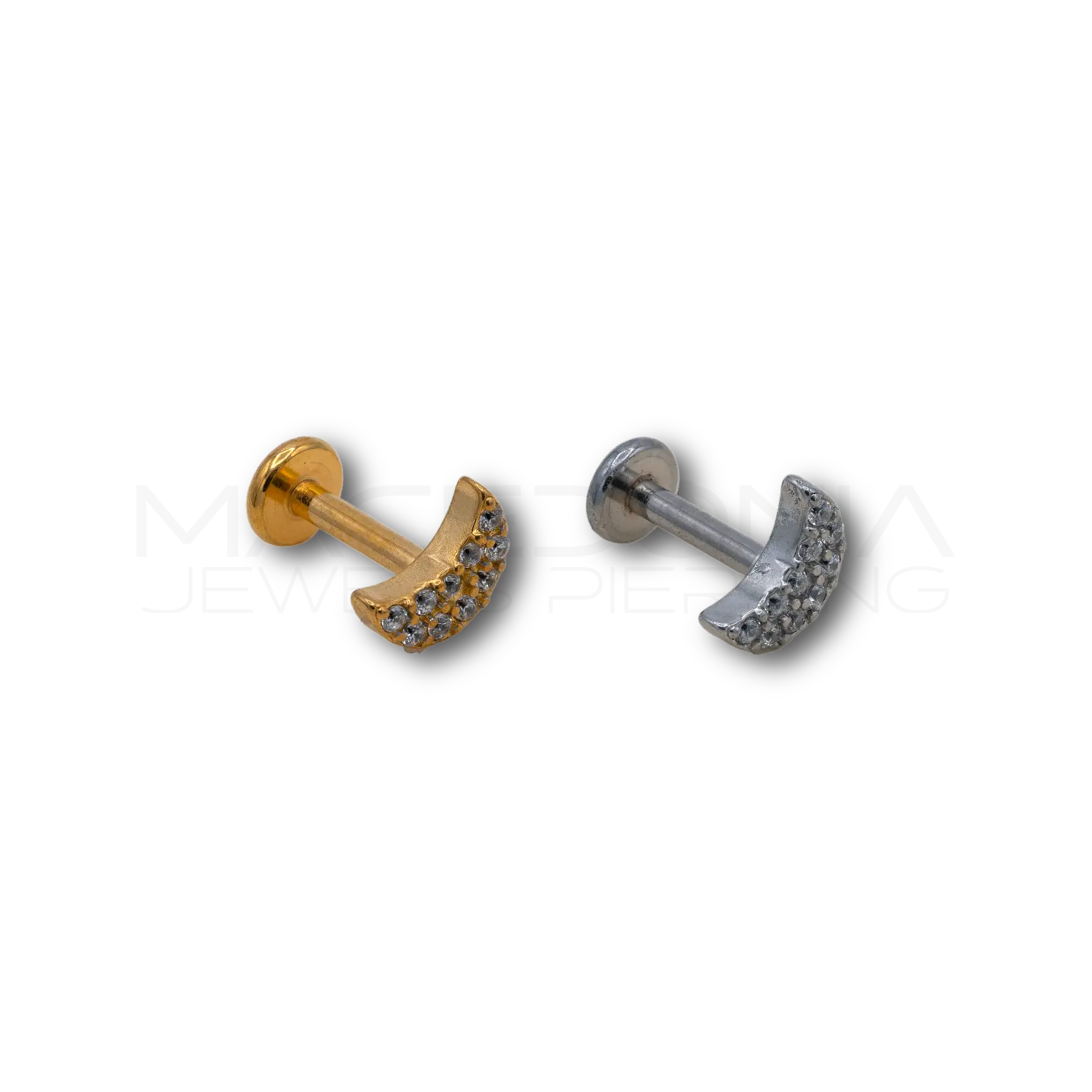 BARRETTA LUNA CON ZIRCONI INCASTONATI Macedonia Piercing