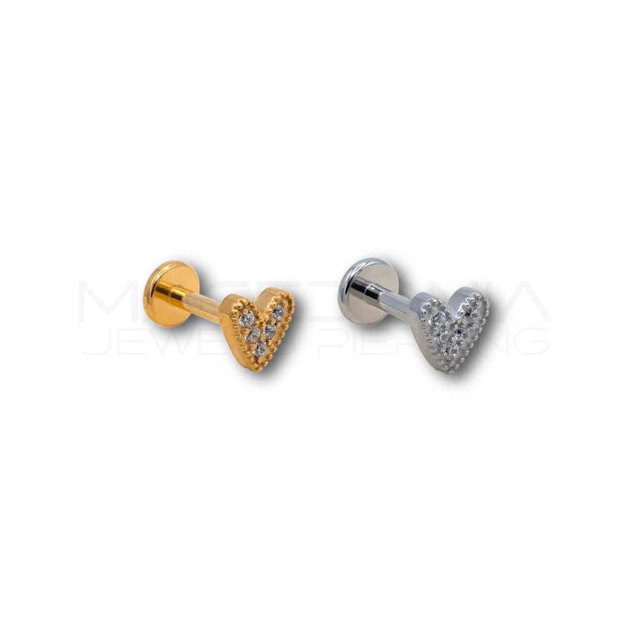 Piercing a Cuore con Zirconi in acciaio chirurgico 316L