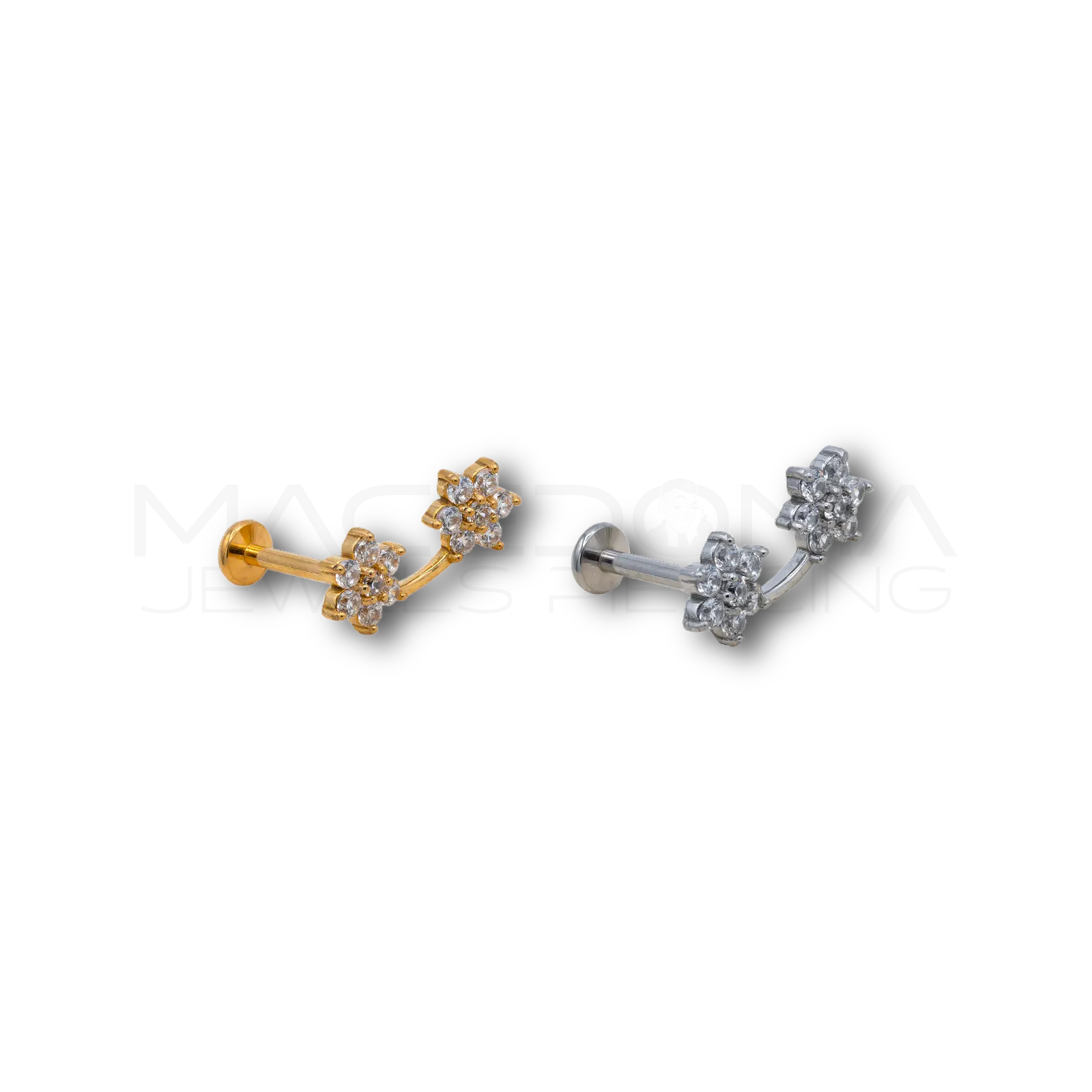 Piercing Doppia Stella con Zirconi in Acciaio Chirurgico 316L