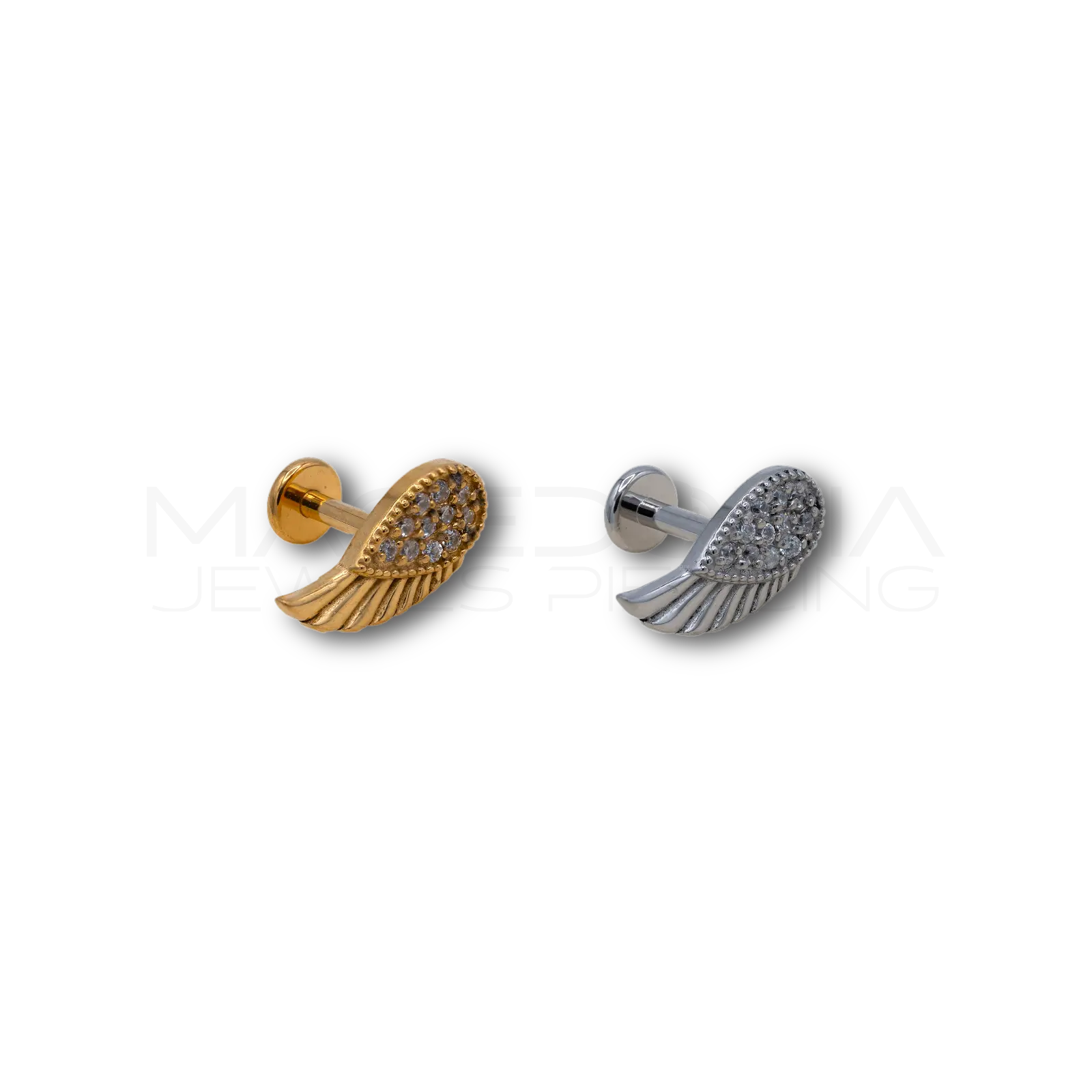 Piercing Ala con Zirconi in Acciaio Chirurgico 316L