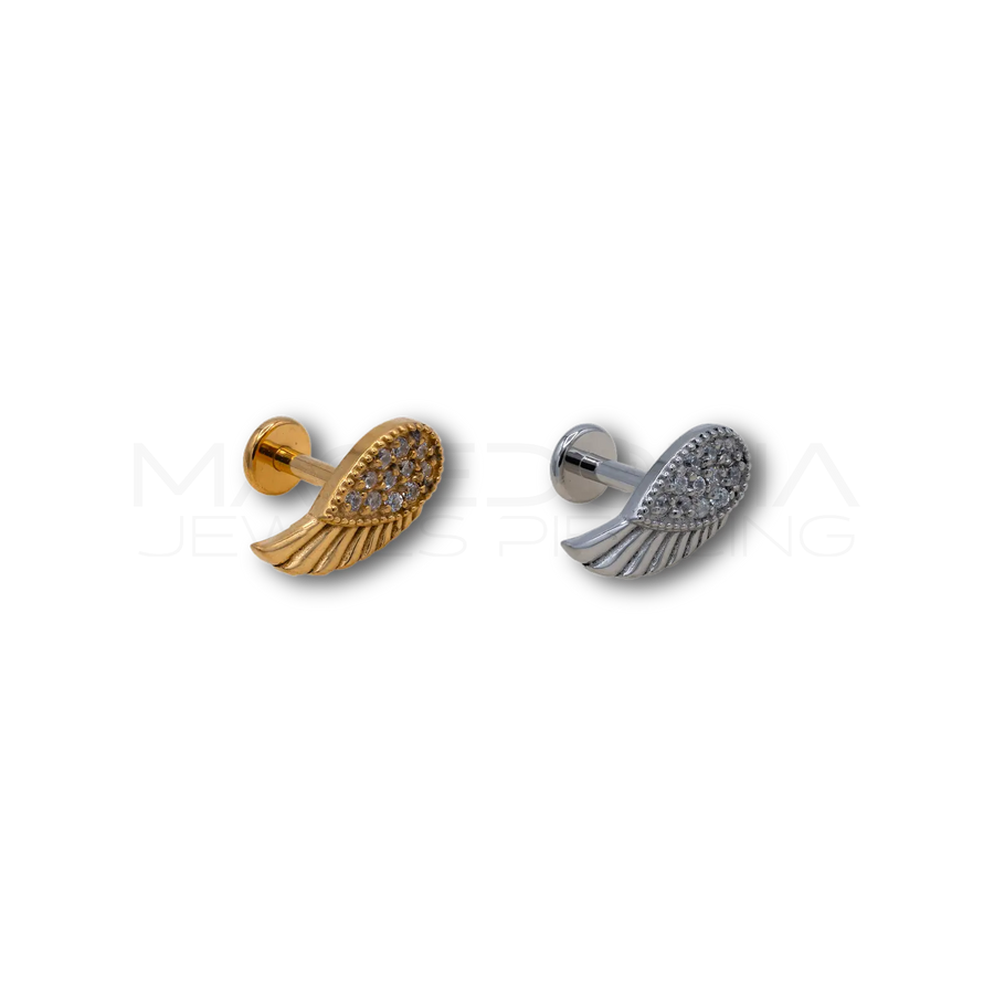 Piercing Ala con Zirconi in Acciaio Chirurgico 316L