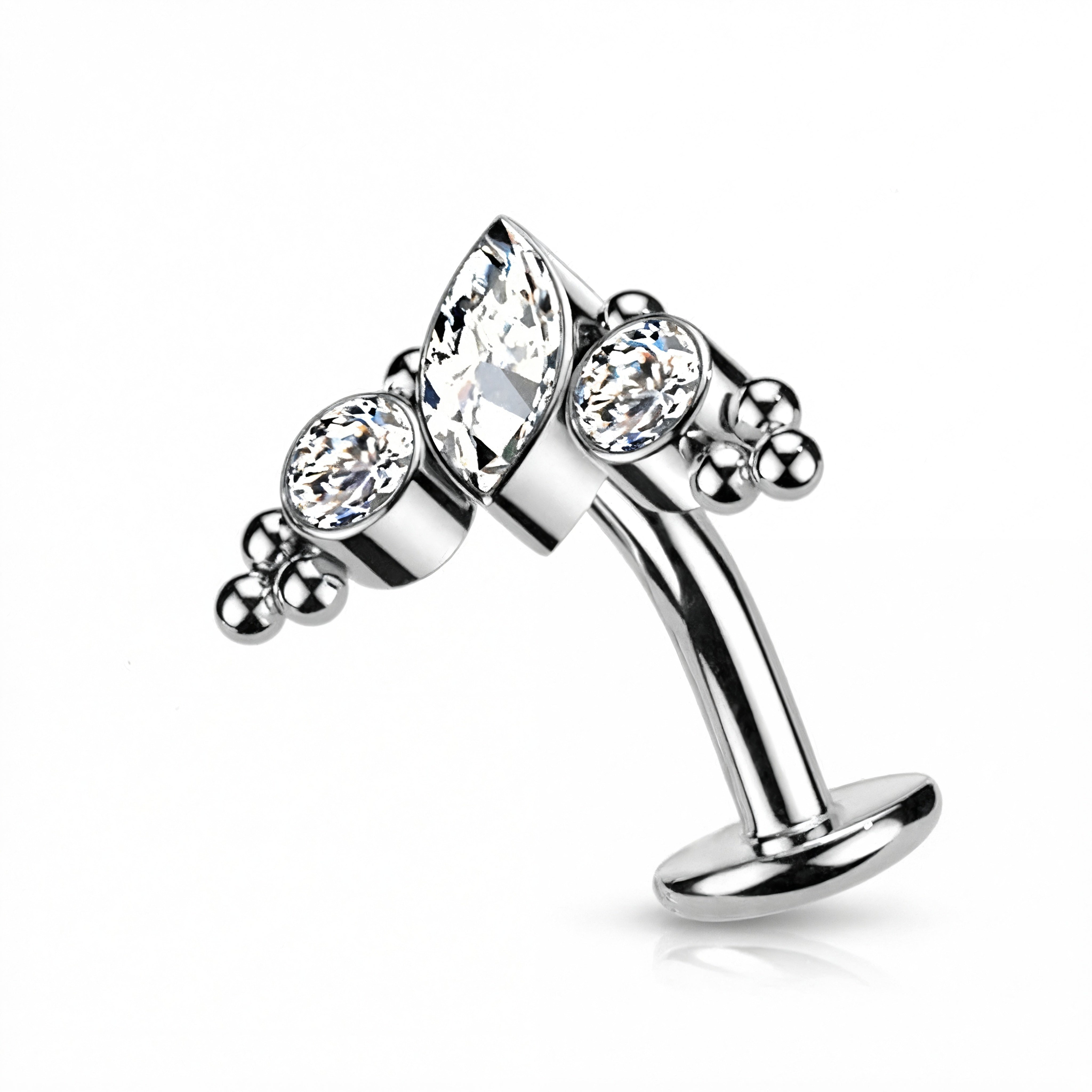 Piercing Ombelico Navel con Brillante a Goccia e Zirconi – Acciaio Chirurgico 316L