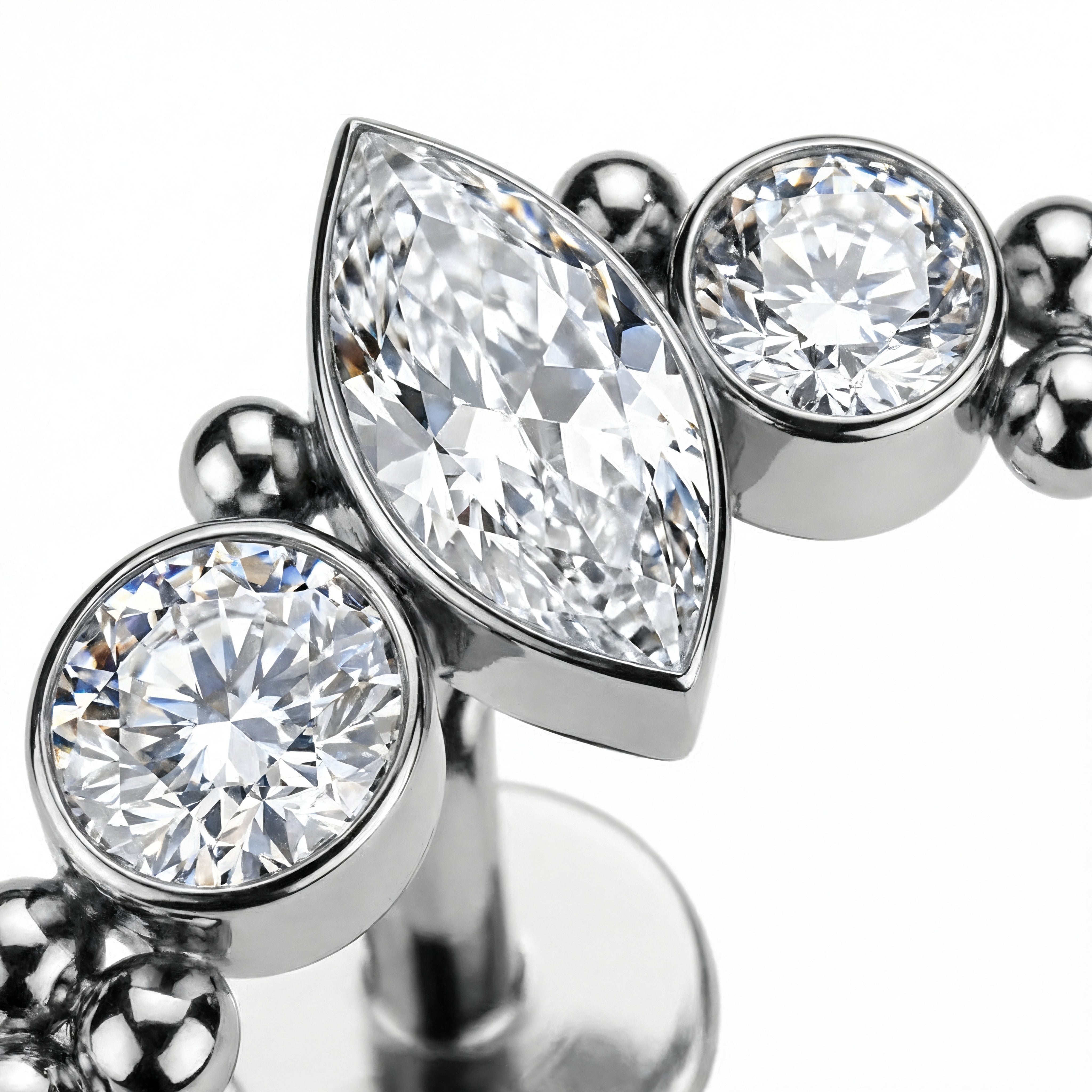 Piercing Ombelico Navel con Brillante a Goccia e Zirconi – Acciaio Chirurgico 316L