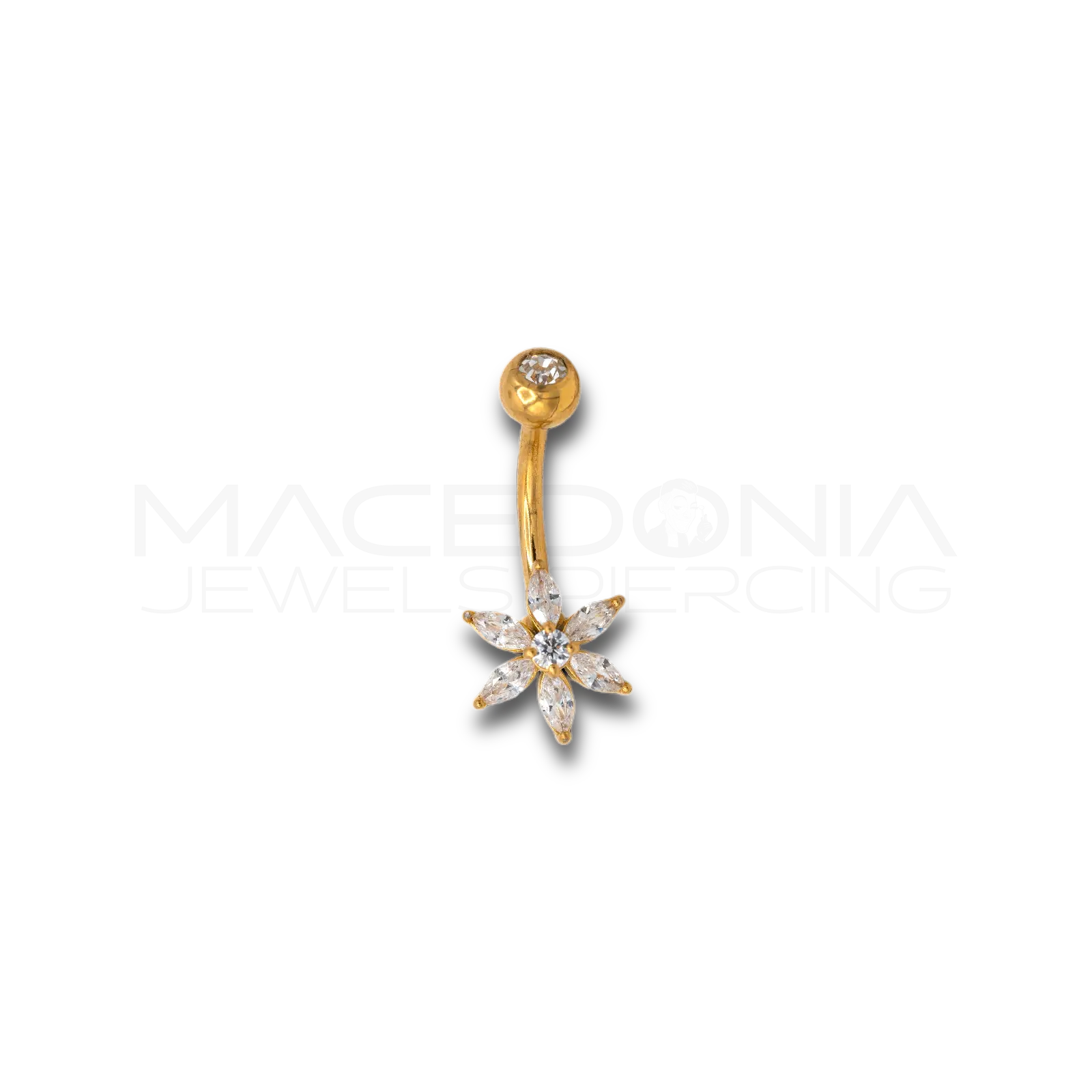 PIERCING OMBELICO CON FIORE E ZIRCONI