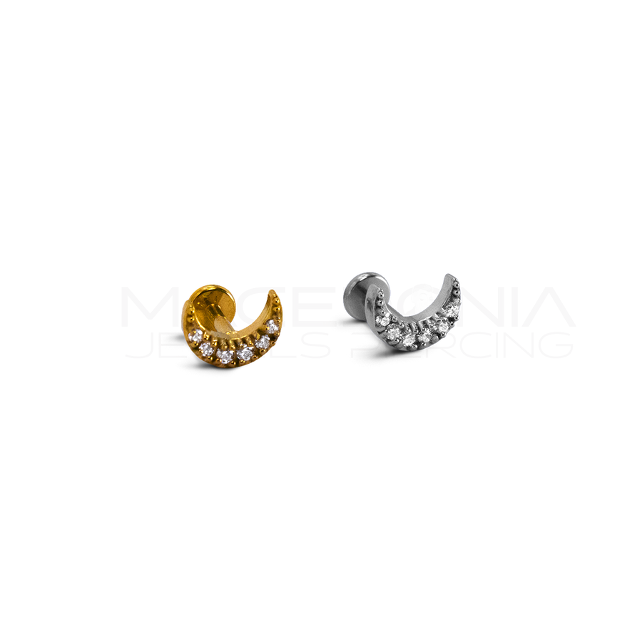 Piercing a Luna in Acciaio Chirurgico con Zirconi