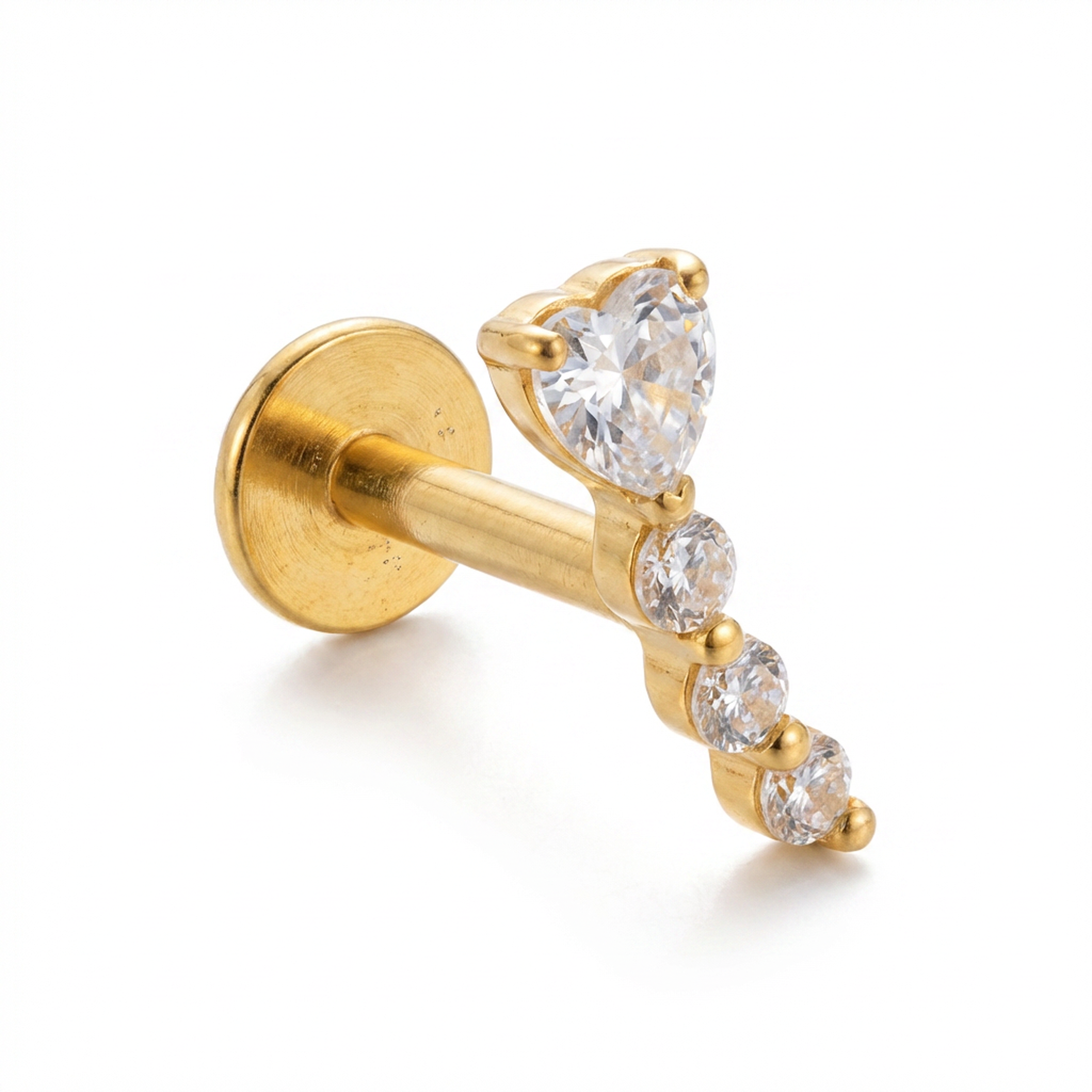 Barretta con cuore e zirconi in Titanio - Piercing per orecchio