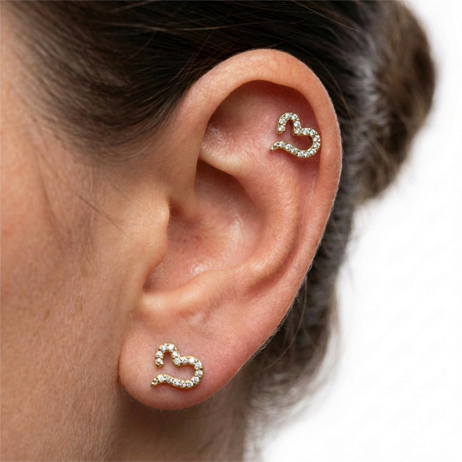 Piercing con cuore aperto in Titanio - Piercing per orecchio