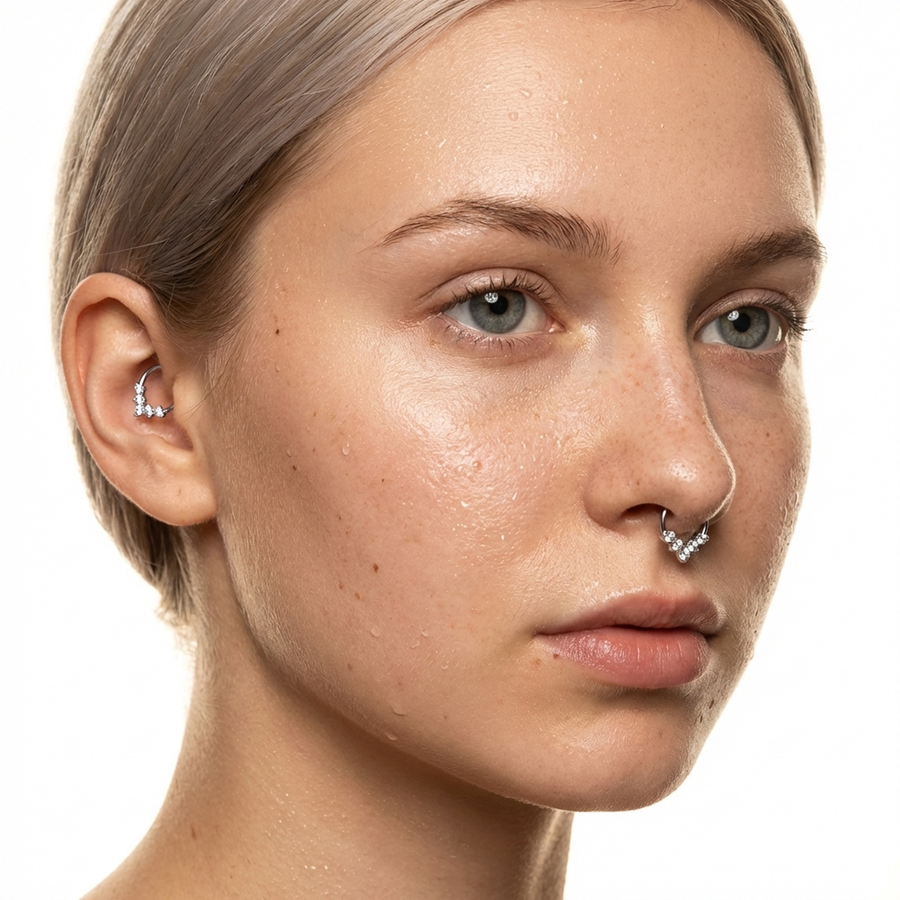 Piercing con zirconi in Titanio G23 - Perfetto per lobo, helix, septum, daith