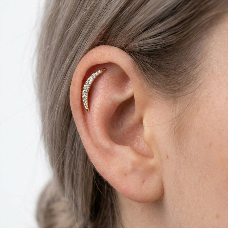 Piercing con zirconi in Titanio G23- Piercing per Lobo, helix, conch, flat