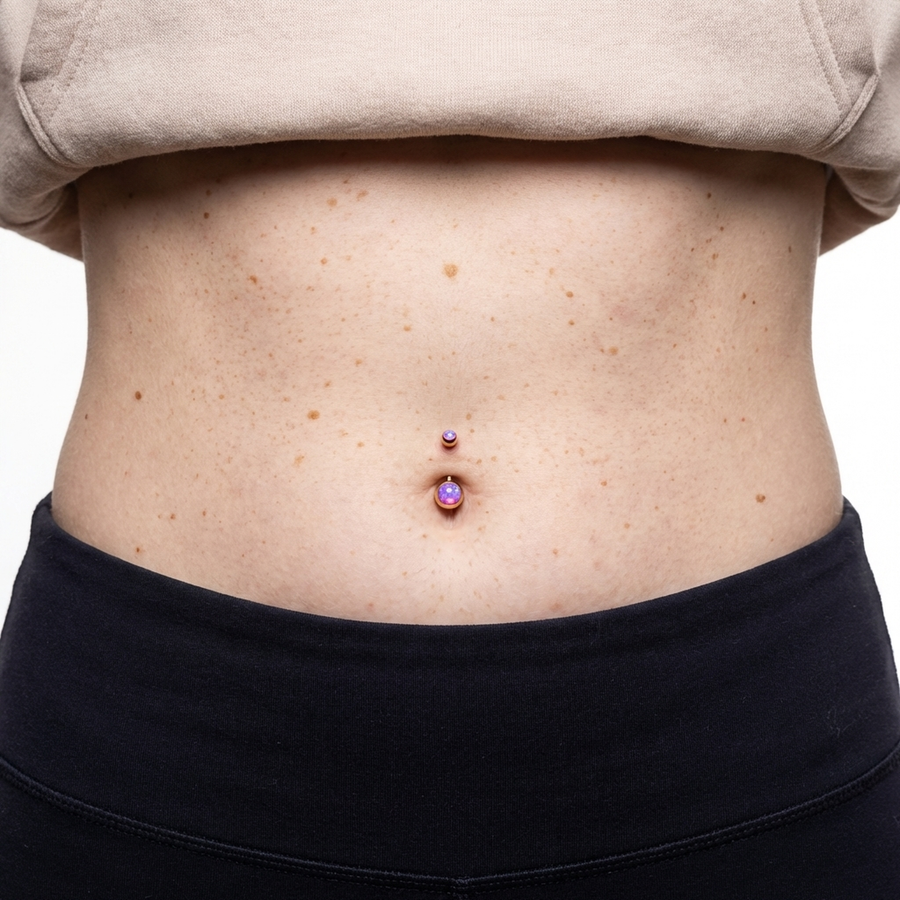 Piercing con nero con pietra multicolor in Titanio G23 - Piercing per ombelico