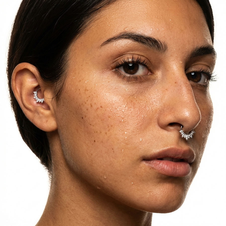 Piercing con zirconi in Titanio G23 - Piercing per Lobo, helix, daith, septum