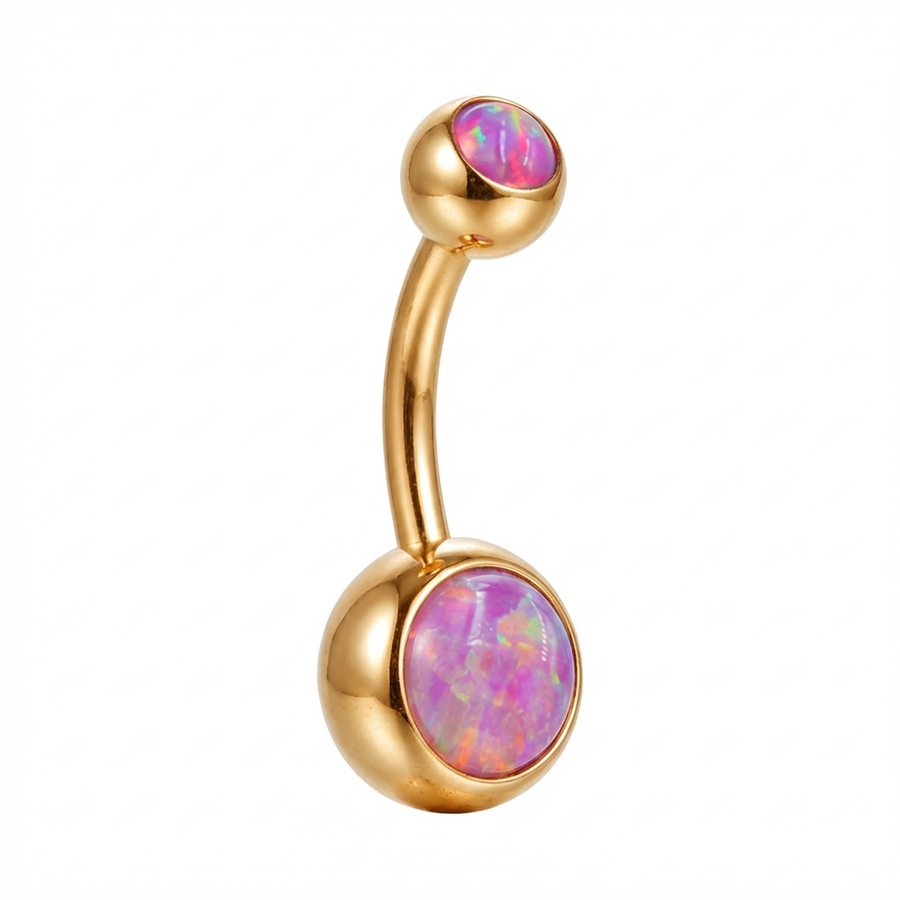 Piercing con nero con pietra multicolor in Titanio G23 - Piercing per ombelico