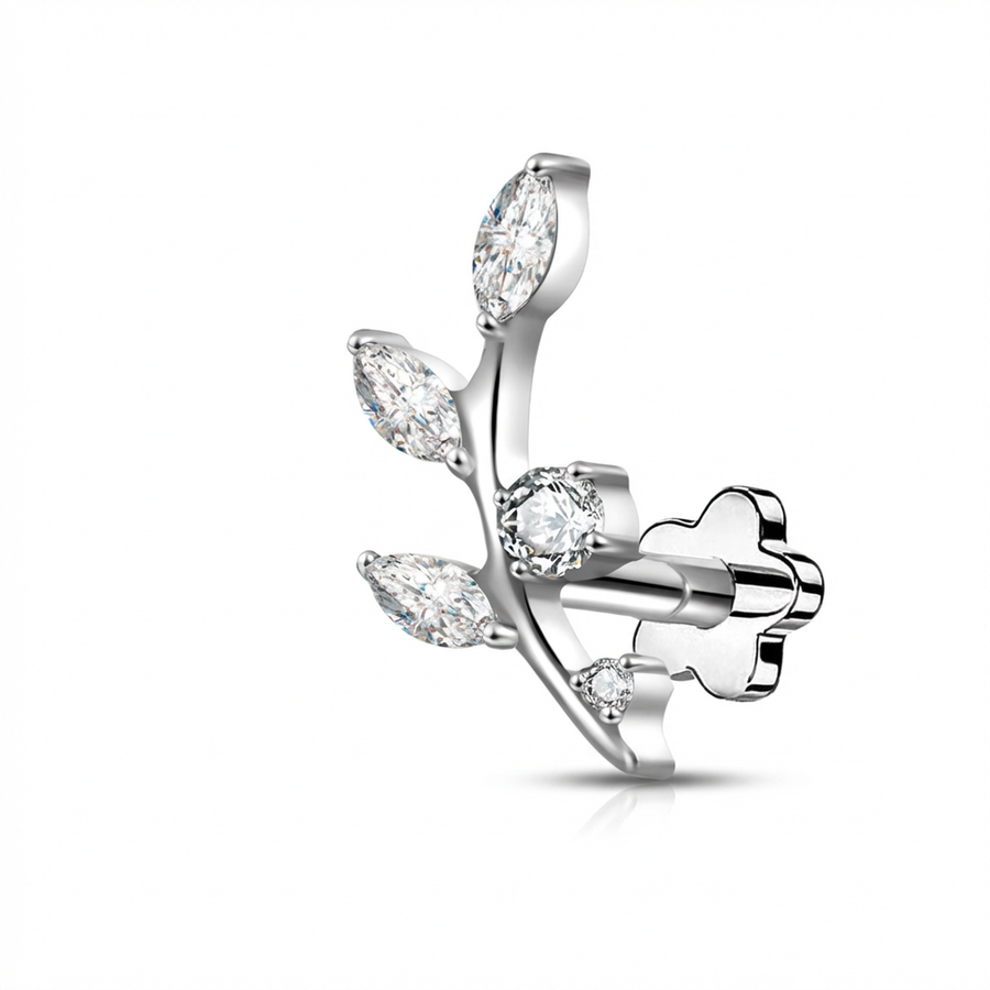 Piercing con ramoscello in Titanio G23 - Piercing per lobo, helix, forward helix, conch, flat, tragus