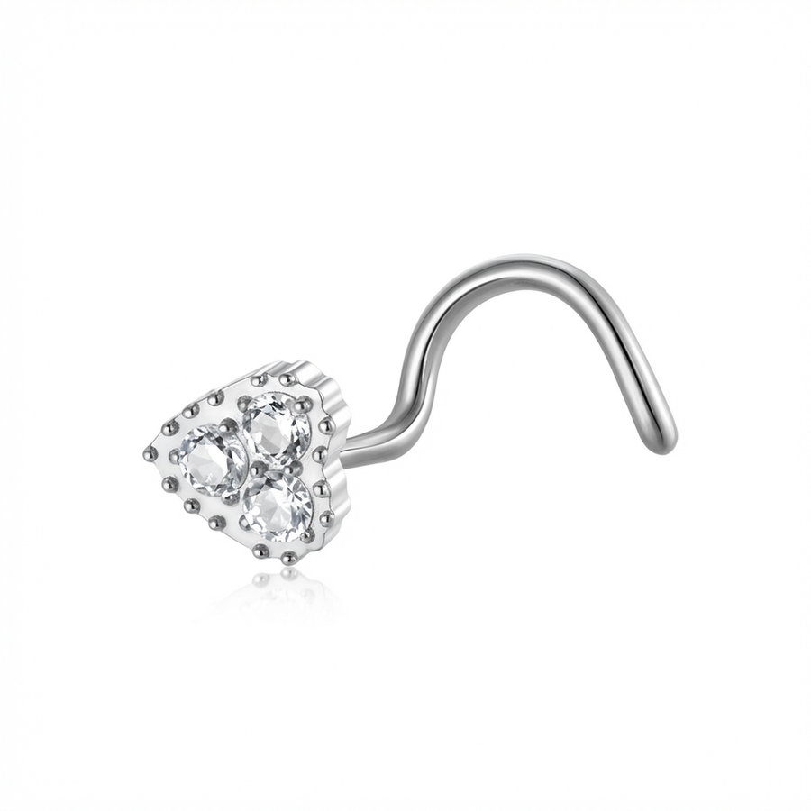 Piercing con cuore e zirconi in Titanio - Piercing per naso