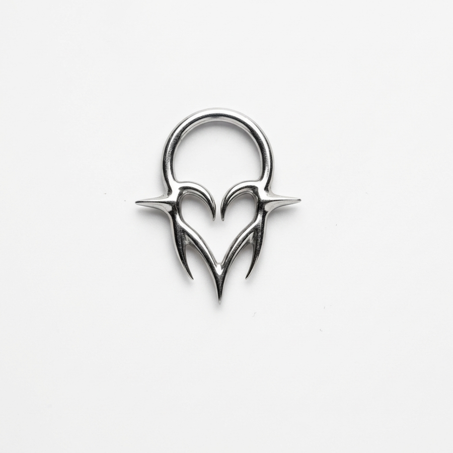 Piercing con cuore e punte in Titanio G23 - Piercing per Lobo, helix, daith, septum