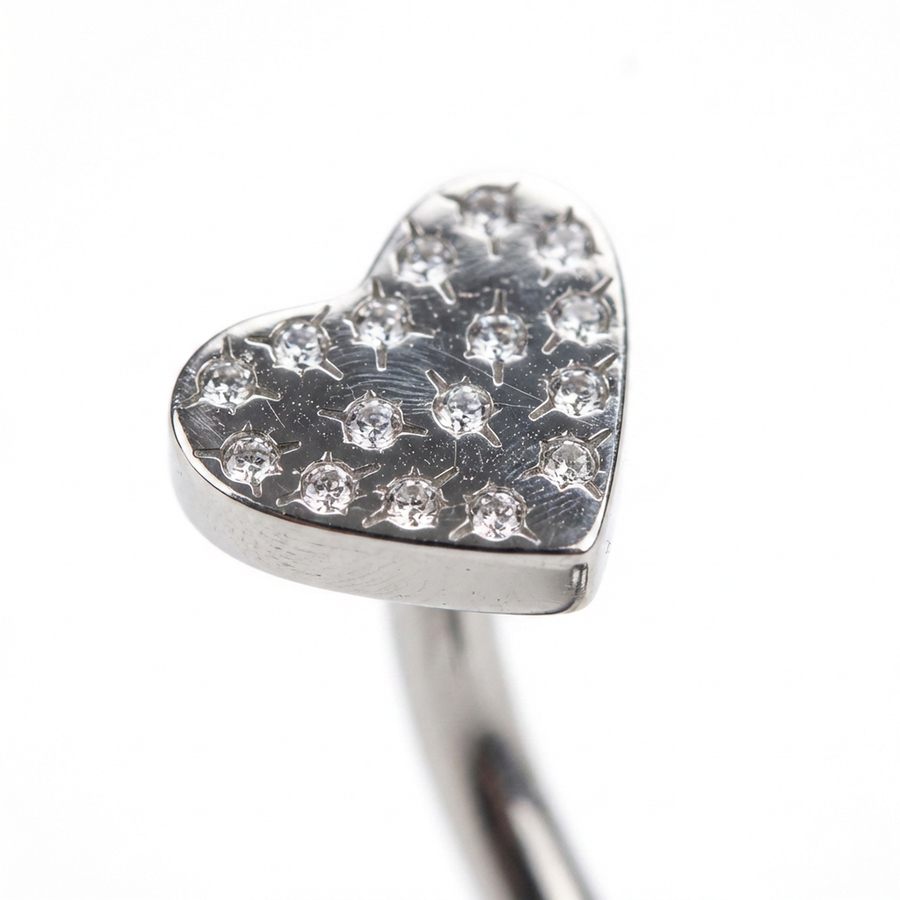 Piercing con cuore zirconi in Titanio G23 - Piercing per Rook e Snug