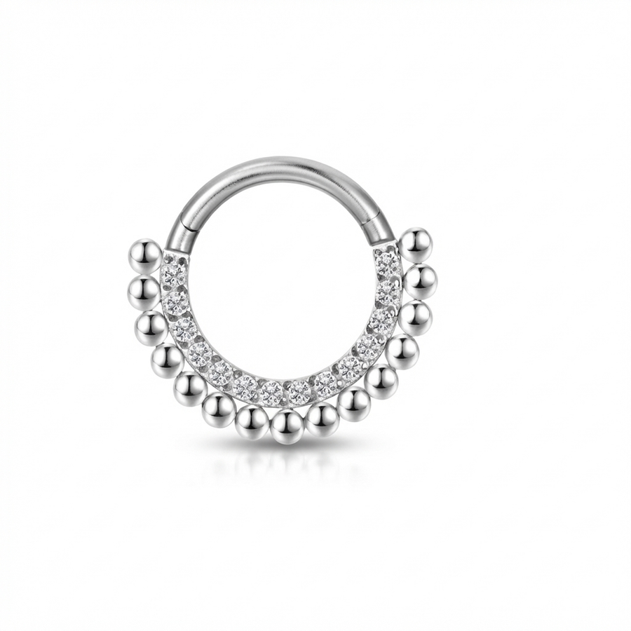 Piercing con zirconi e palline in Titanio G23 - Piercing per Lobo, helix, daith, septum