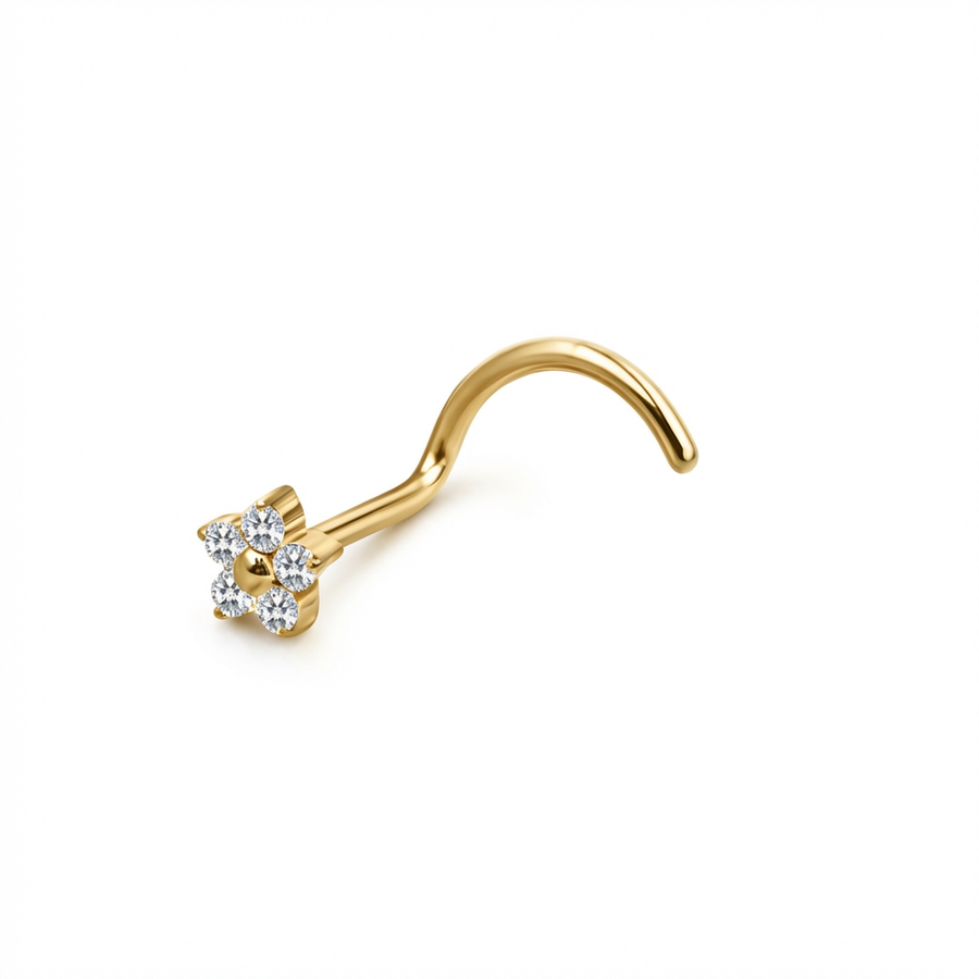Piercing con fiorellino di zirconi in Titanio G23- Piercing per naso