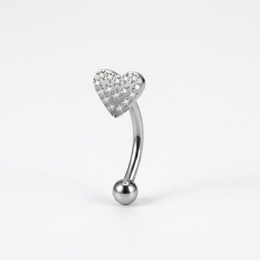 Piercing con cuore zirconi in Titanio G23 - Piercing per Rook e Snug
