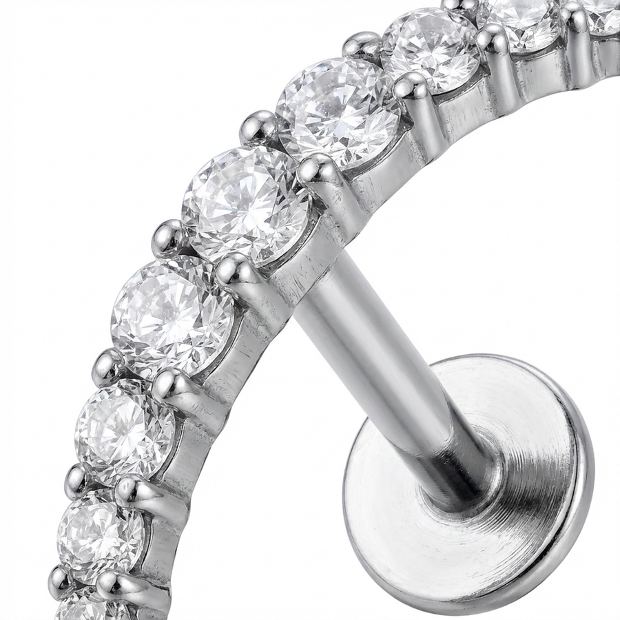 Barretta con arco zirconato in Acciaio Chirurgico 316L - Piercing per orecchio