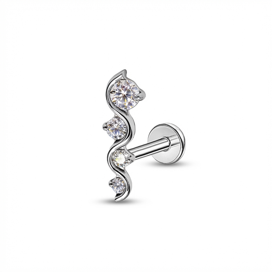 Piercing con zirconi in Titanio G23 - Piercing per lobo, helix, forward helix, conch, flat, tragus