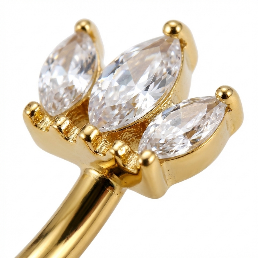 Piercing con tre zirconi in Titanio G23 - Piercing per ombelico