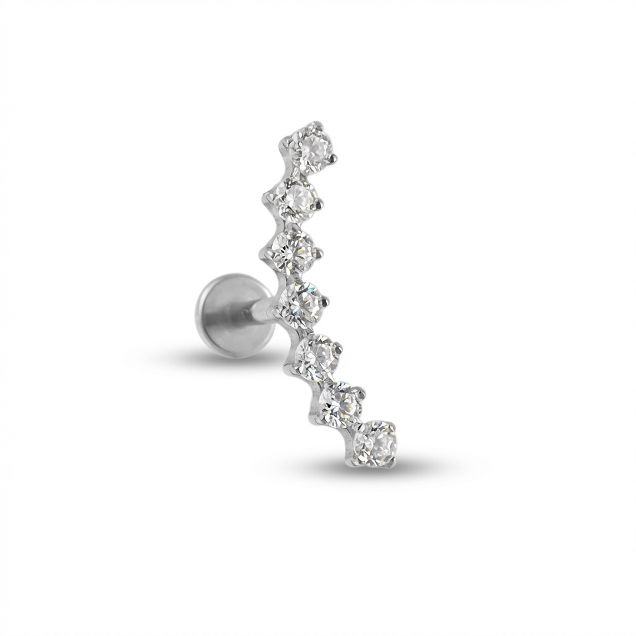 Piercing con coroncina zirconi in Titanio G23- Piercing per Lobo, helix, forward helix, conch, flat, tragus