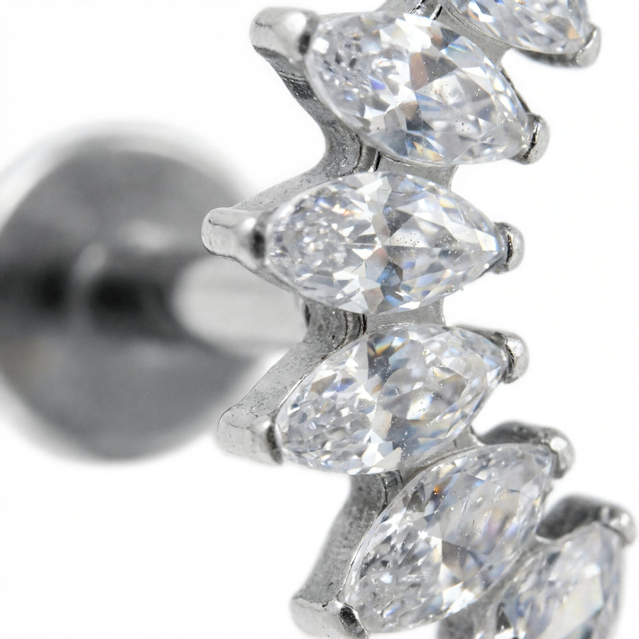 Piercing con sei petali zirconati in Titanio G23 - Piercing per lobo, helix, forward helix, conch, flat, tragus