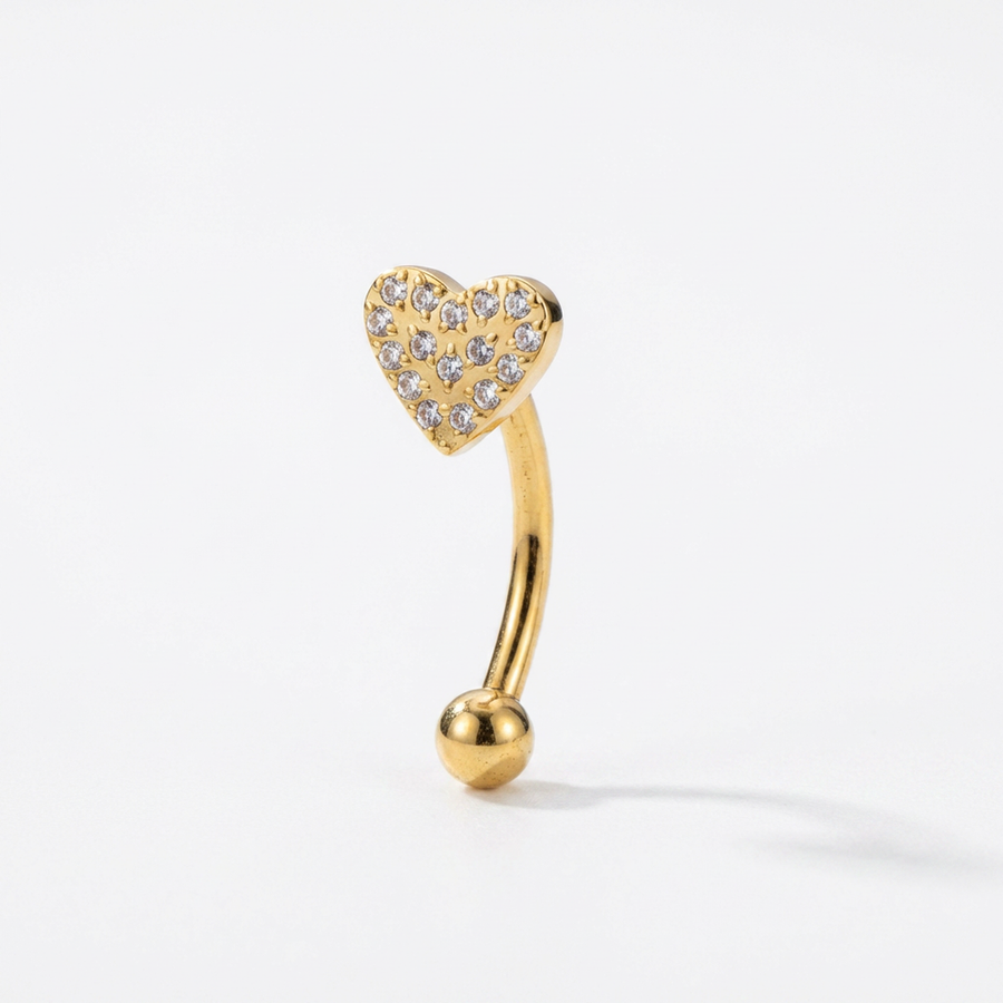 Piercing con cuore zirconi in Titanio G23 - Piercing per Rook e Snug