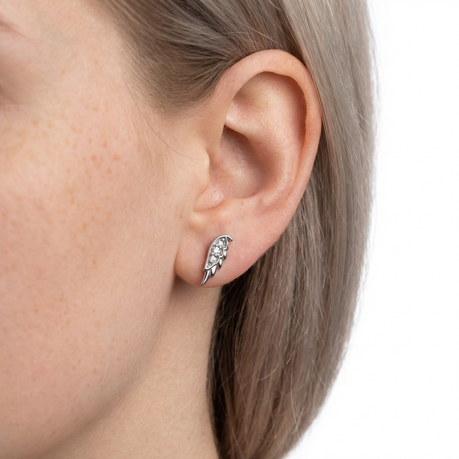 Piercing con ala di zirconi in Titanio G23- Piercing per Lobo, helix, forward helix, conch, flat, tragus