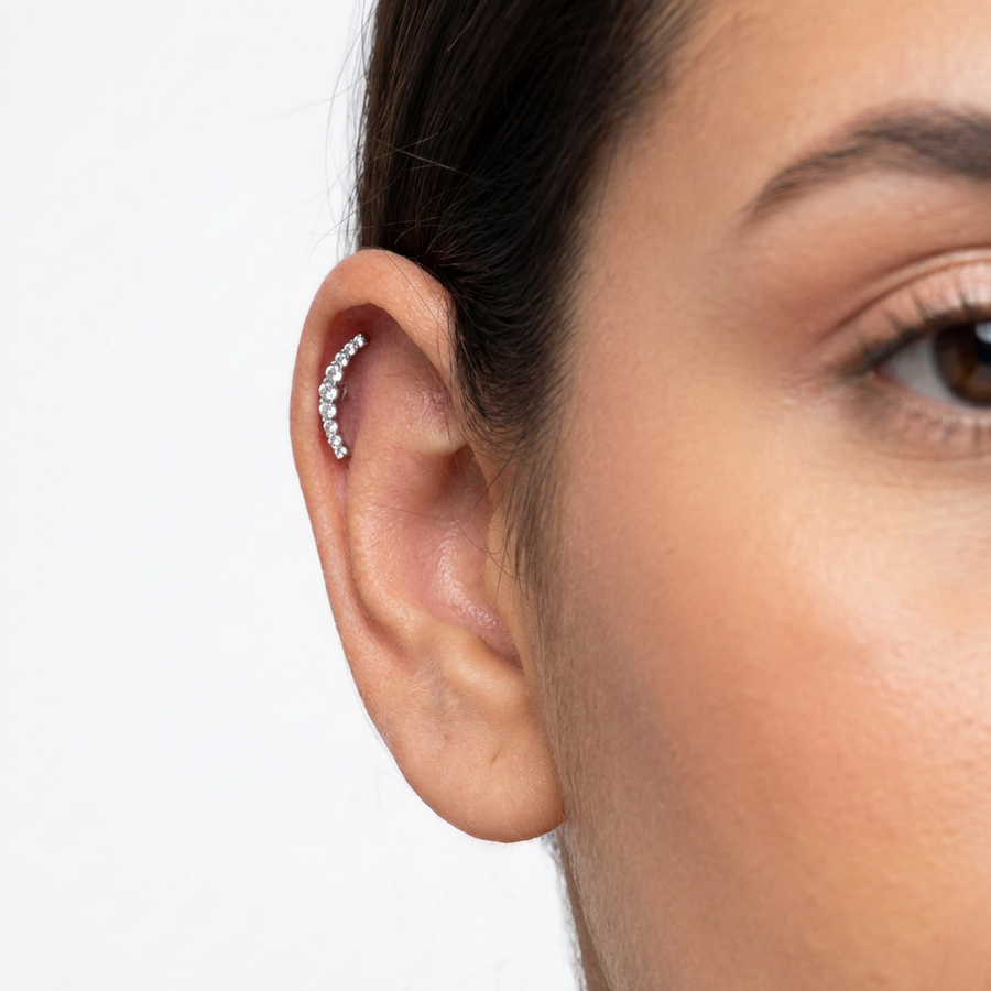 Barretta con arco zirconato in Acciaio Chirurgico 316L - Piercing per orecchio