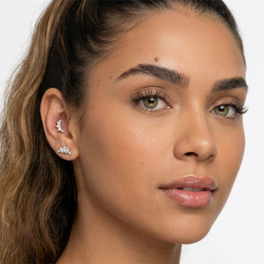 Piercing con zirconi in Titanio G23- Piercing per Lobo, helix, forward helix, conch, flat, tragus