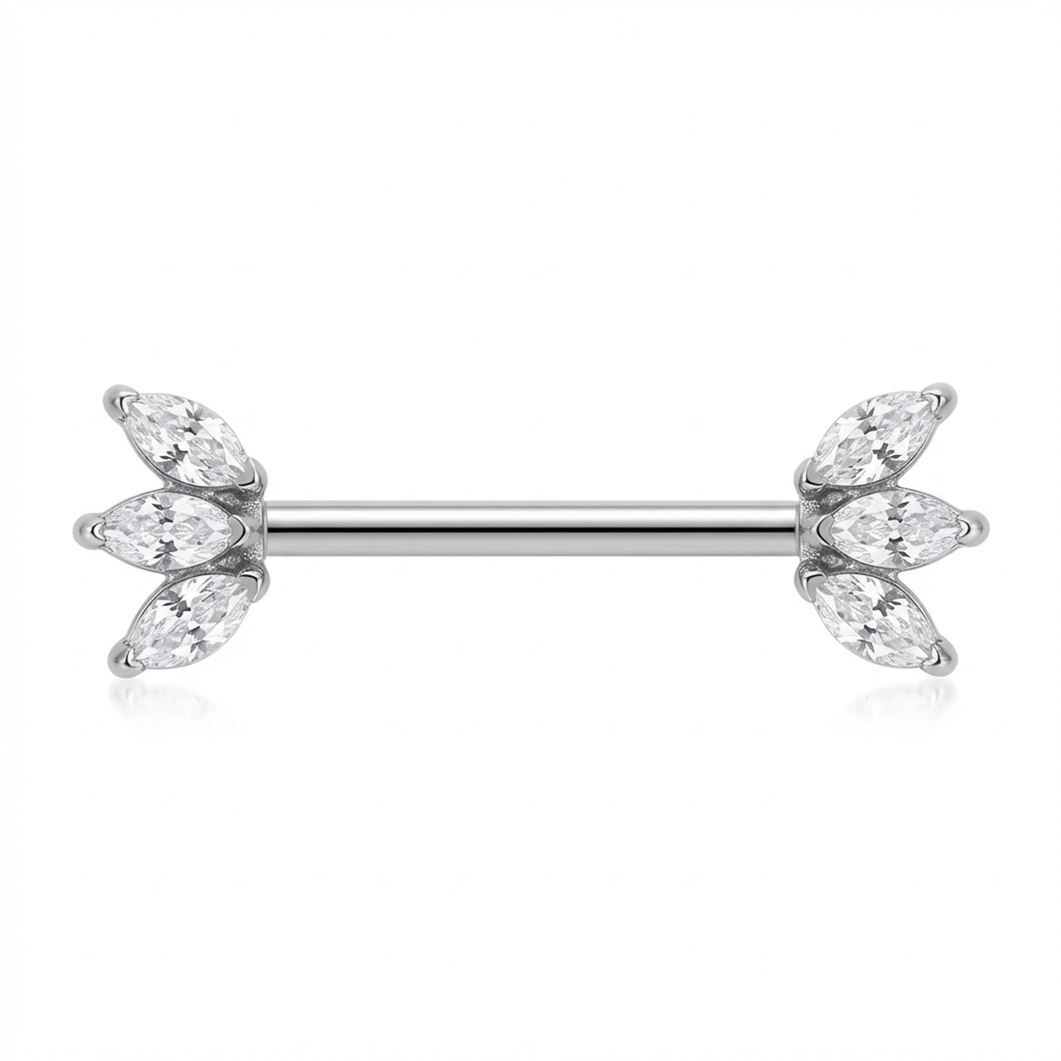 Piercing con tre zirconi in Titanio G23 - Piercing per Nipple