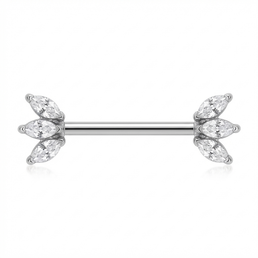 Piercing con tre zirconi in Titanio G23 - Piercing per Nipple