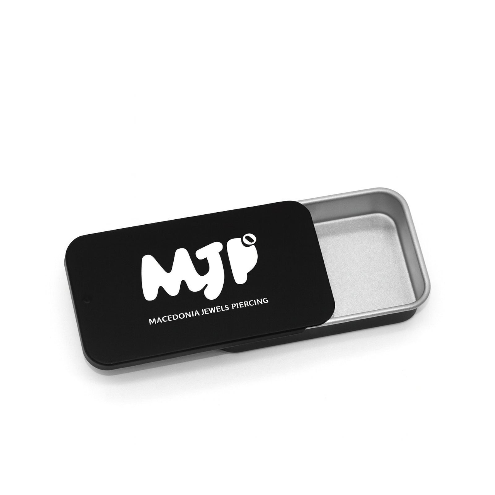 MJP |Scatolina Grande in Metallo Scorrevole nero opaco con logo bianco lucido