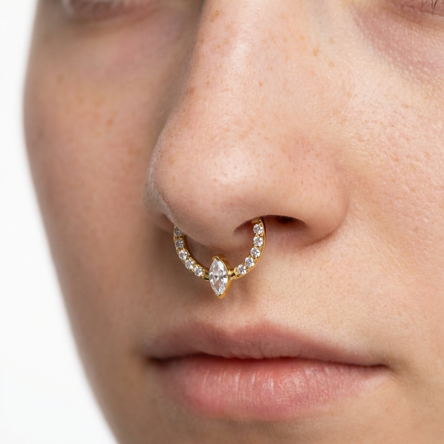 Piercing con zirconi in Titanio G23 - Piercing per Lobo, helix, daith, septum