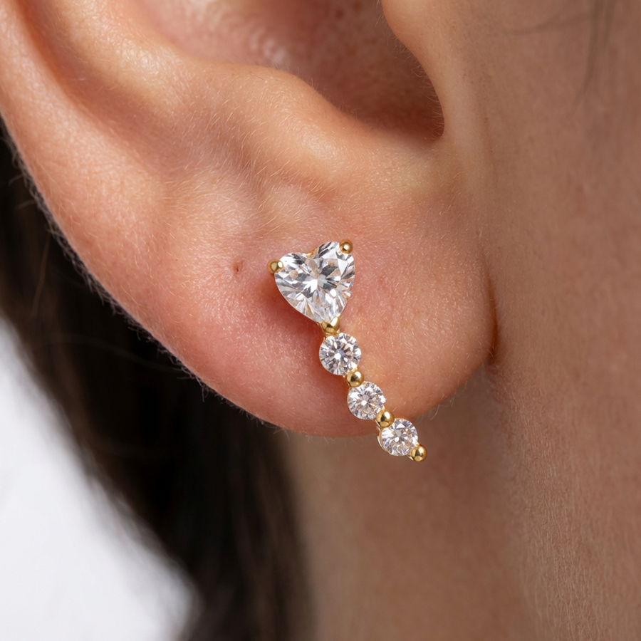 Barretta con cuore e zirconi in Titanio - Piercing per orecchio