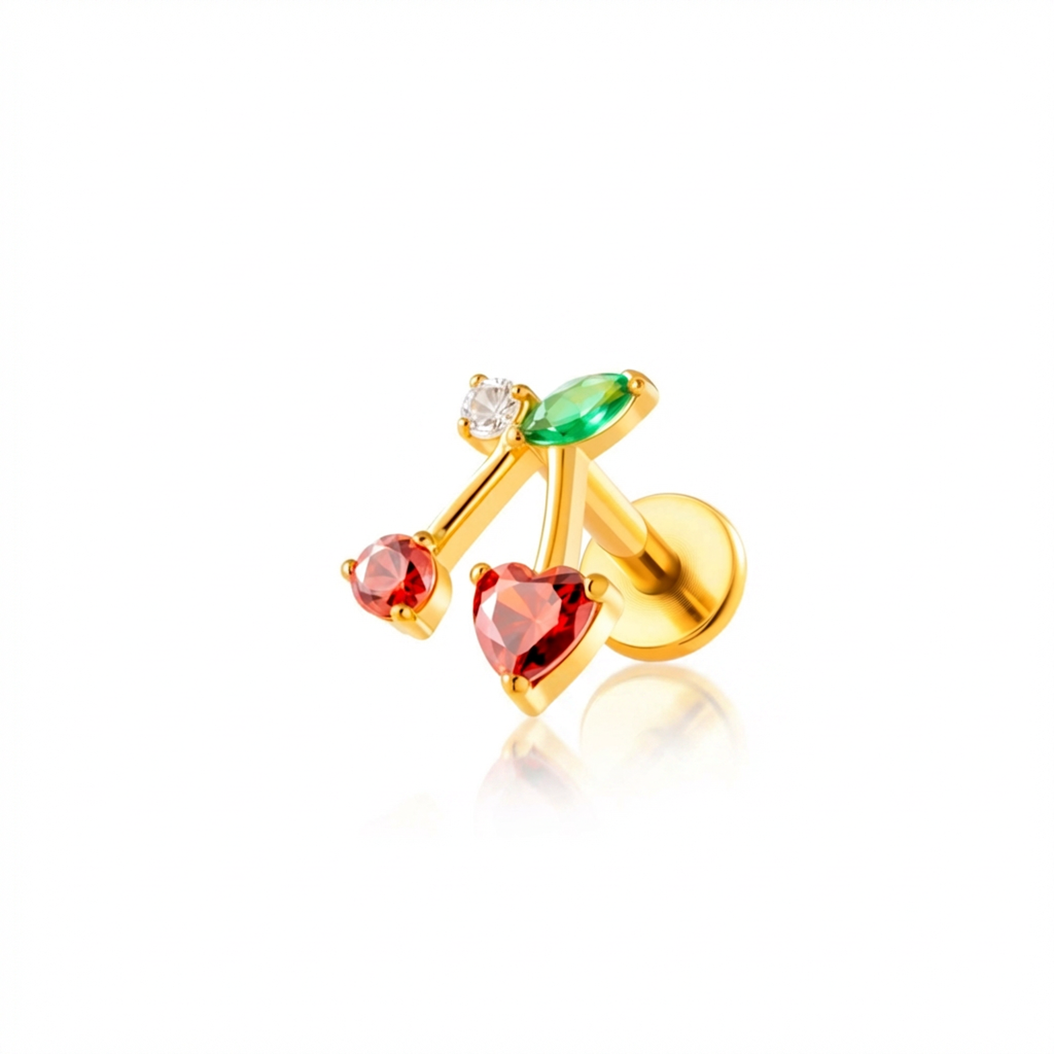 Barretta con ciliegie in Titanio - Piercing per orecchio