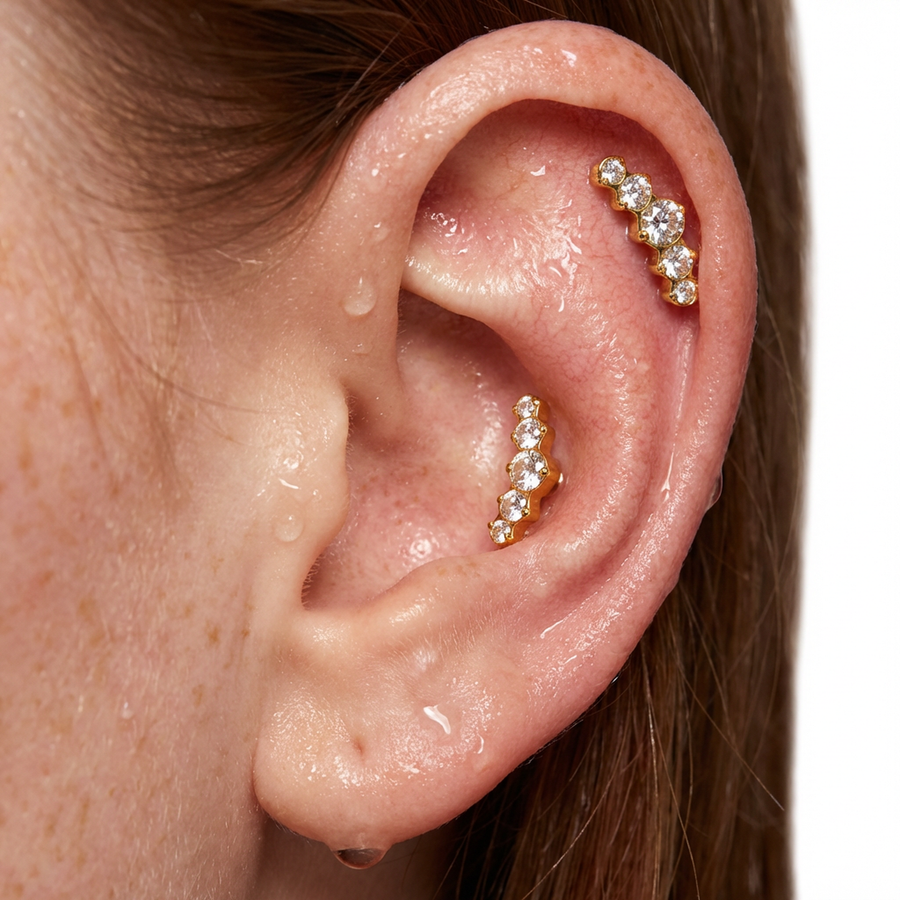 Piercing con zirconi in Titanio G23- Piercing per Lobo, helix, forward helix, conch, flat, tragus