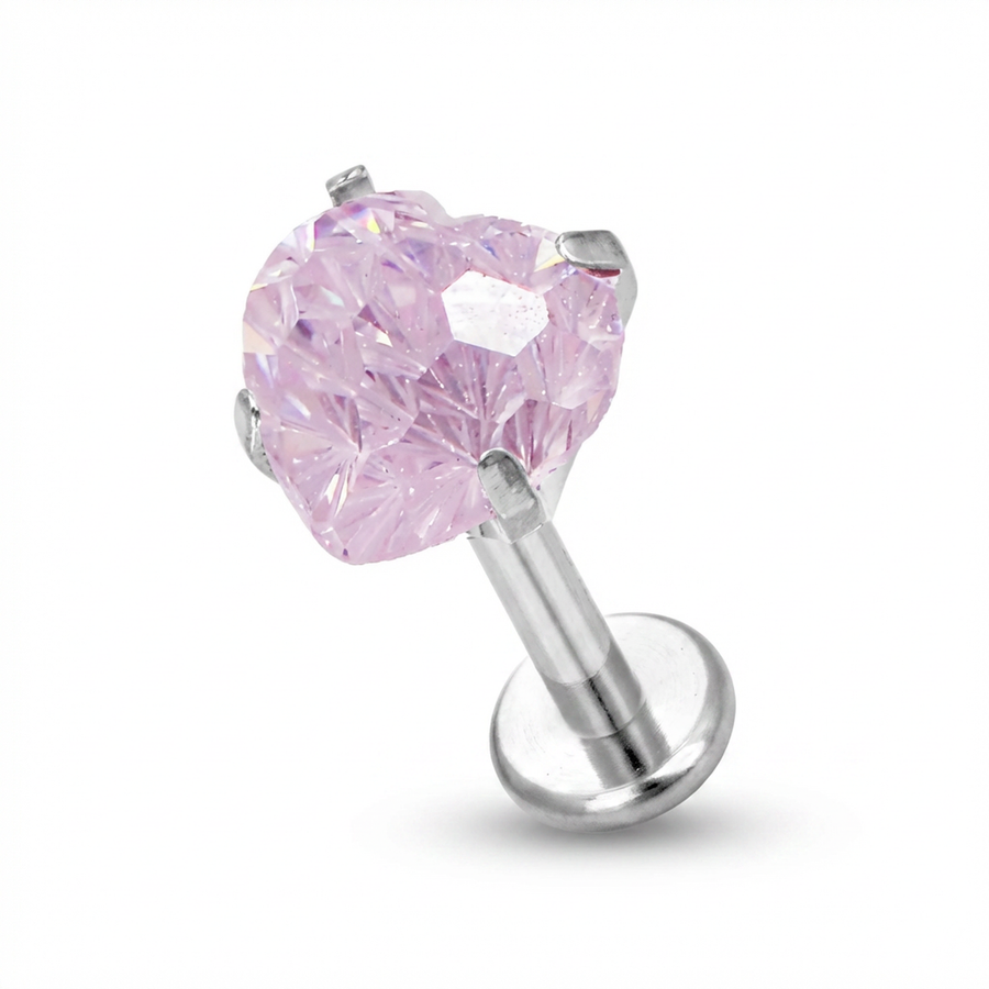 Piercing con cuore di zircone in Titanio G23- Piercing per Lobo, helix, conch, flat