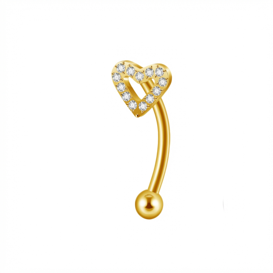Piercing con cuoricino di zirconi in Titanio G23 - Piercing per ombelico